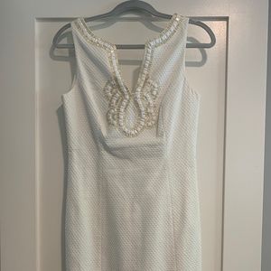 Lilly Pulitzer White Janice Beaded Cocktail Dress